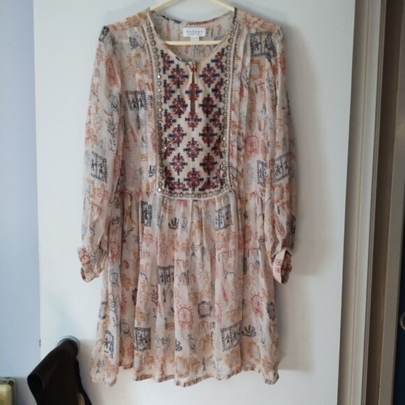 Velvet by Graham and Spencer Chiffon Embroidered Dress L - Picture 1 of 4